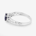Blue Sapphire Ring With Diamonds 1.1 Carats 10K White Gold
