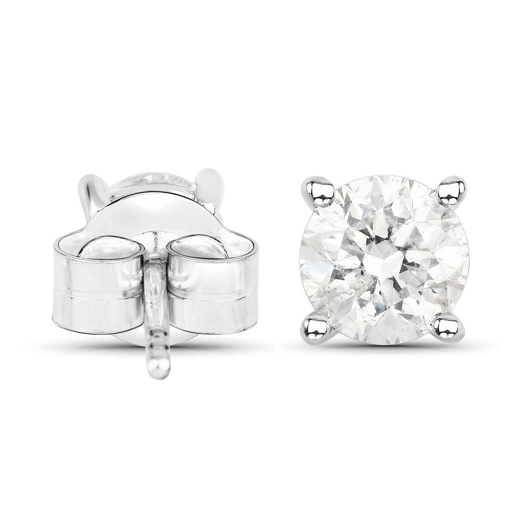 Diamond Stud Earrings 0.78 Carats 14K White Gold