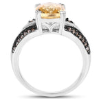 Citrine Ring With Multicolor Diamonds 2.76 Carats Sterling Silver