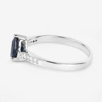 Blue Sapphire Ring With Diamonds 0.83 Carats 14K White Gold