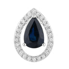 Blue Sapphire Pendant With Diamonds 1.12 Carats 14K White Gold