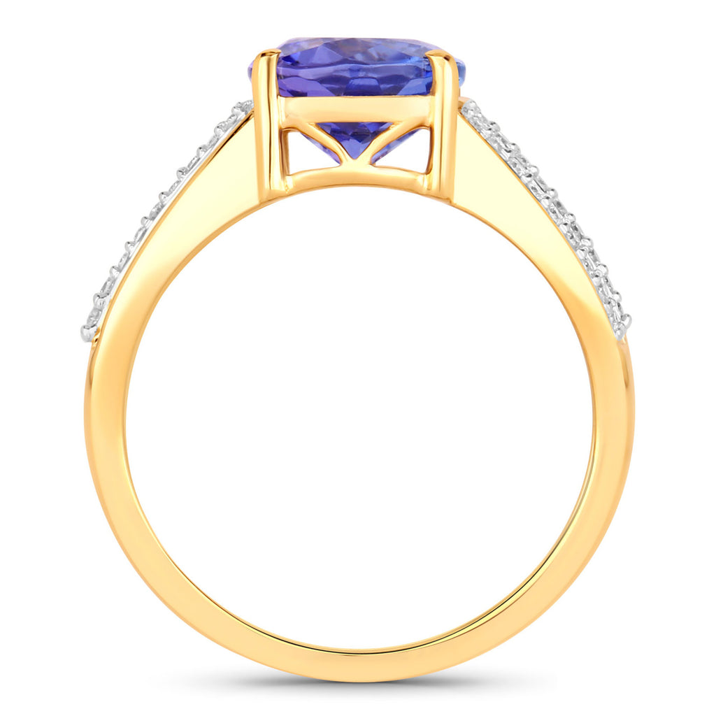 Tanzanite Ring With Diamonds 3.22 Carats 14K Yellow Gold