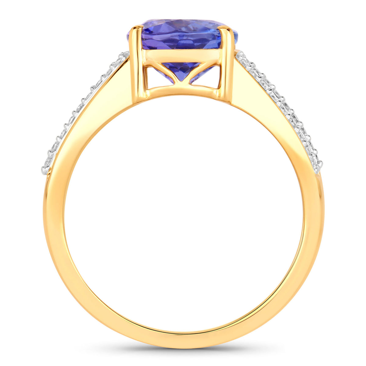 Tanzanite Ring With Diamonds 3.22 Carats 14K Yellow Gold