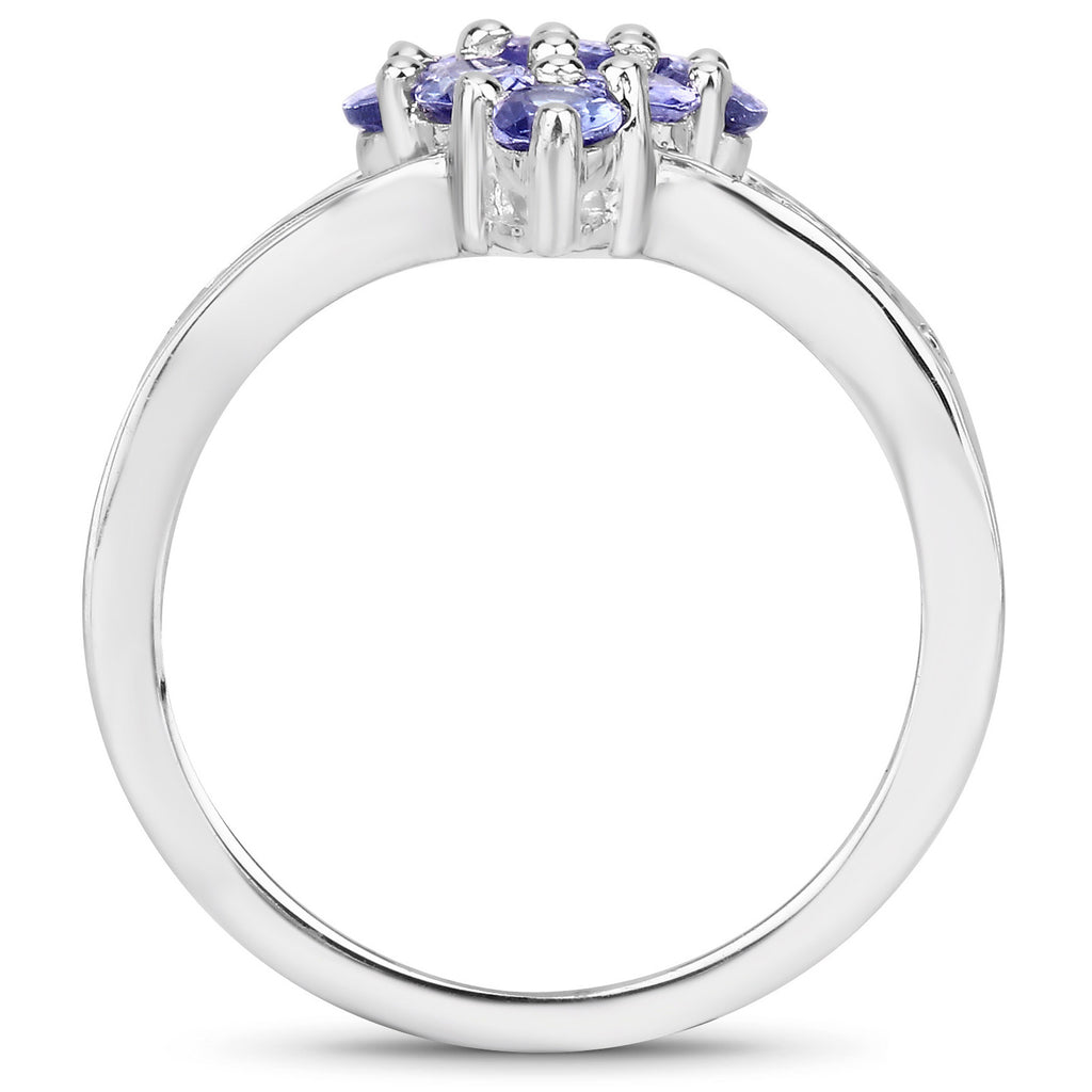 Tanzanite Ring With White Topaz 1.68 Carats Sterling Silver