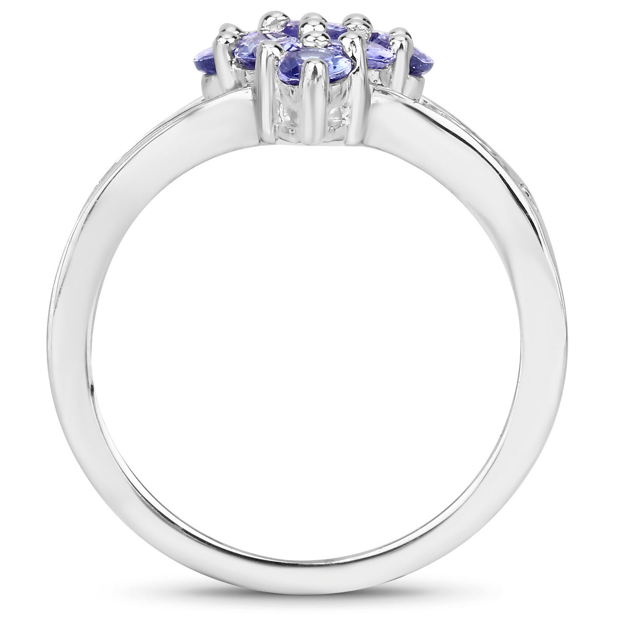 Tanzanite Ring With White Topaz 1.68 Carats Sterling Silver