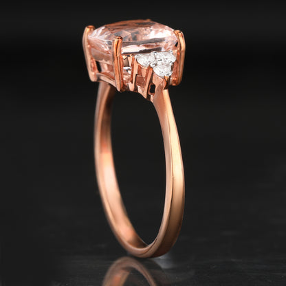 Morganite Ring With Diamonds 2.43 Carats 9K Rose Gold