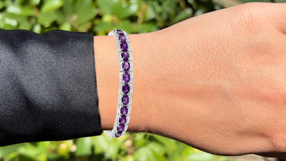 Amethyst Tennis Bracelet 12.1 Carats Sterling Silver