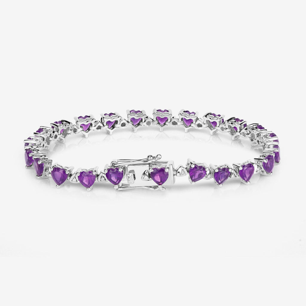Amethyst Tennis Bracelet With Diamonds 9.98 Carats Sterling Silver