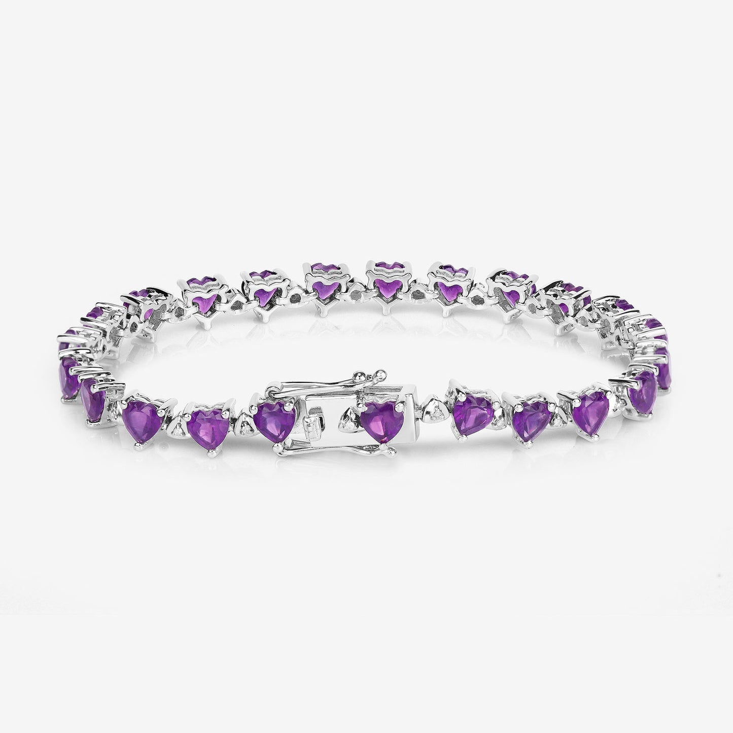 Amethyst Tennis Bracelet With Diamonds 9.98 Carats Sterling Silver