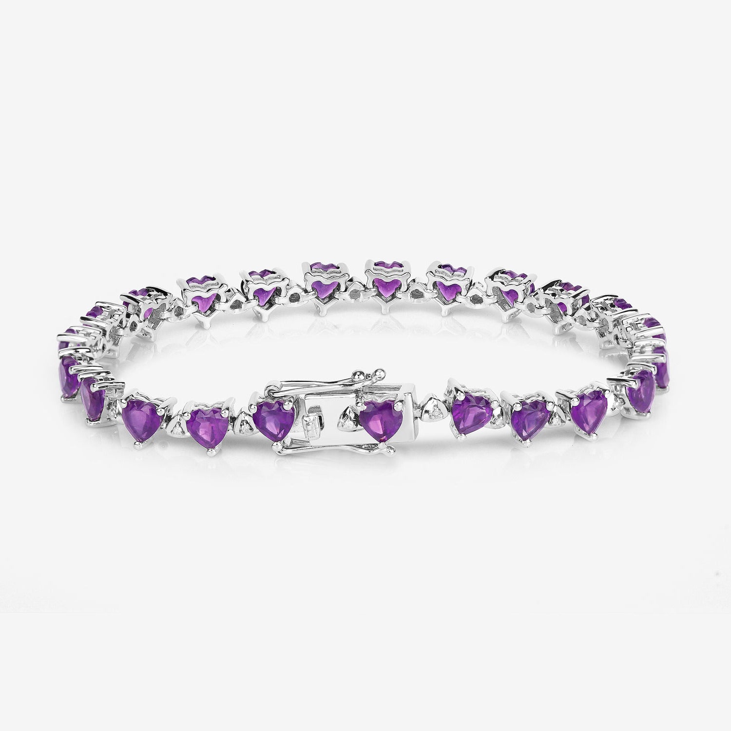 Amethyst Tennis Bracelet With Diamonds 9.98 Carats Sterling Silver