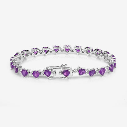Amethyst Tennis Bracelet With Diamonds 9.98 Carats Sterling Silver