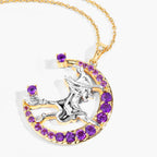 Amethyst Witch Pendant With White Topaz 0.96 Carats Gold Plated Silver