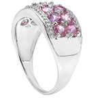Pink Sapphire Ring With White Topaz 1.96 Carats Sterling Silver