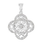 Diamond Flower Pendant 0.56 Carats Sterling Silver