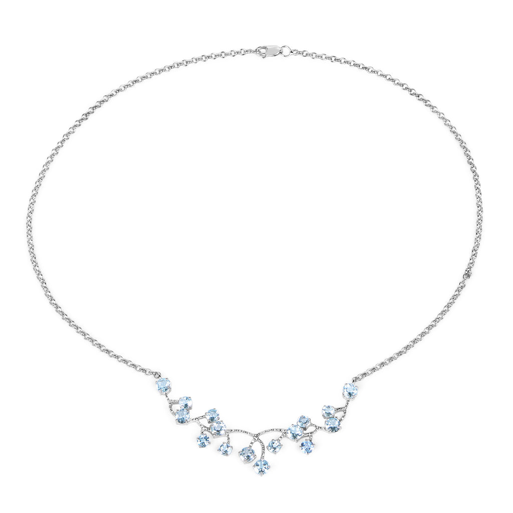 Blue Topaz Necklace 7.32 Carats Sterling Silver