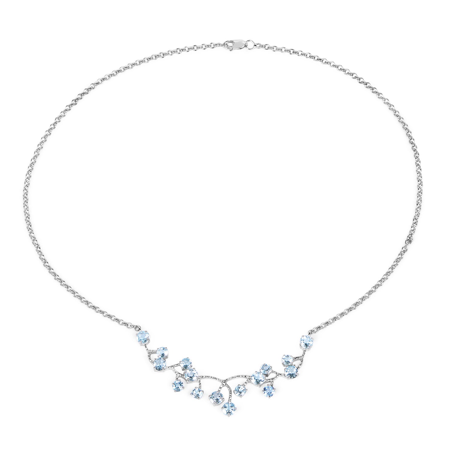Blue Topaz Necklace 7.32 Carats Sterling Silver