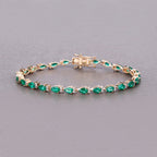 Emerald Bracelet With Diamonds 4.62 Carats 14K Yellow Gold