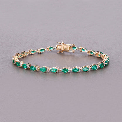 Emerald Bracelet With Diamonds 4.62 Carats 14K Yellow Gold