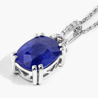 Blue Sapphire Pendant With Diamonds 2.02 Carats 18K White Gold