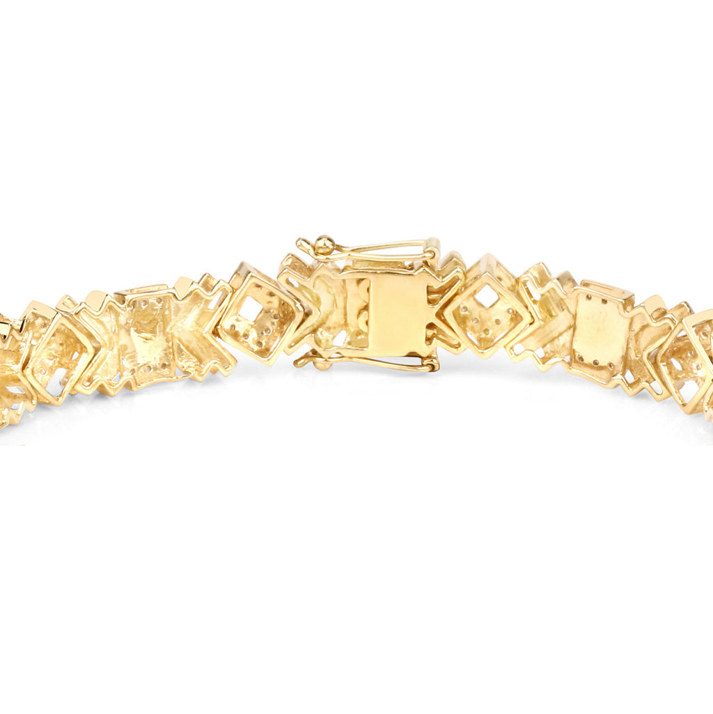 Diamond Cocktail Bracelet 14K Yellow Gold Plated Sterling Silver 9 Inches