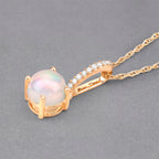 Natural Opal Pendant With Diamonds 0.5 Carats 10K Yellow Gold