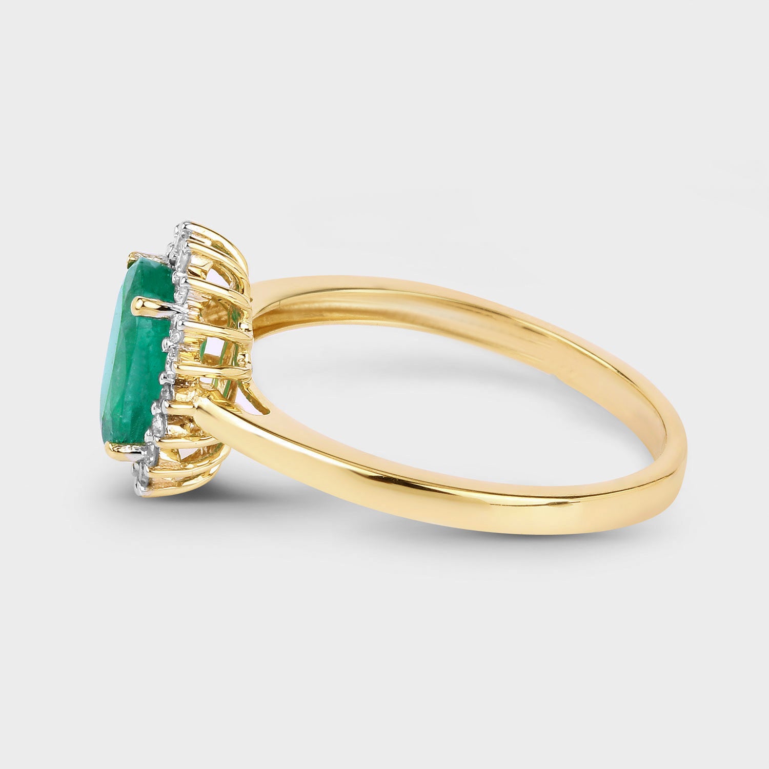 Zambian Emerald Ring With Diamonds 1.3 Carats 10K Yellow Gold