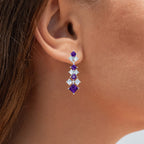 Amethyst Earrings With Blue Topaz 4.86 Carats Sterling Silver