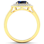 Blue Sapphire Ring With Diamonds 2.34 Carats 14K Yellow Gold