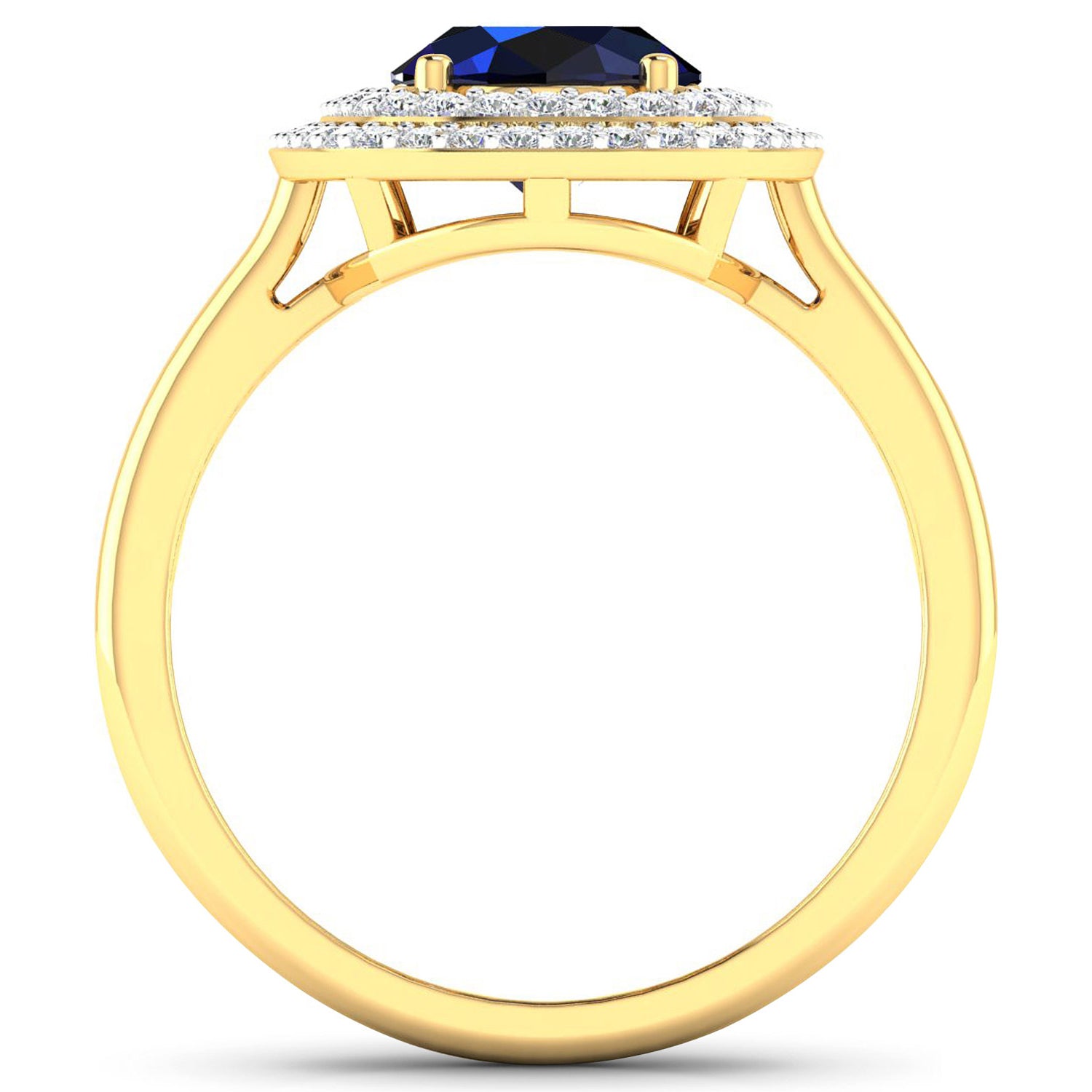Blue Sapphire Ring With Diamonds 2.34 Carats 14K Yellow Gold