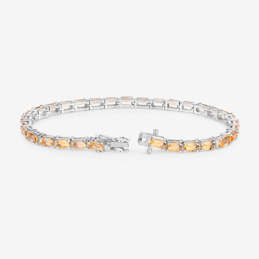 Citrine Tennis Bracelet 12.7 Carats Rhodium Plated Sterling Silver