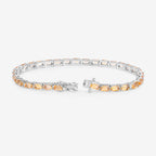 Citrine Tennis Bracelet 12.7 Carats Rhodium Plated Sterling Silver
