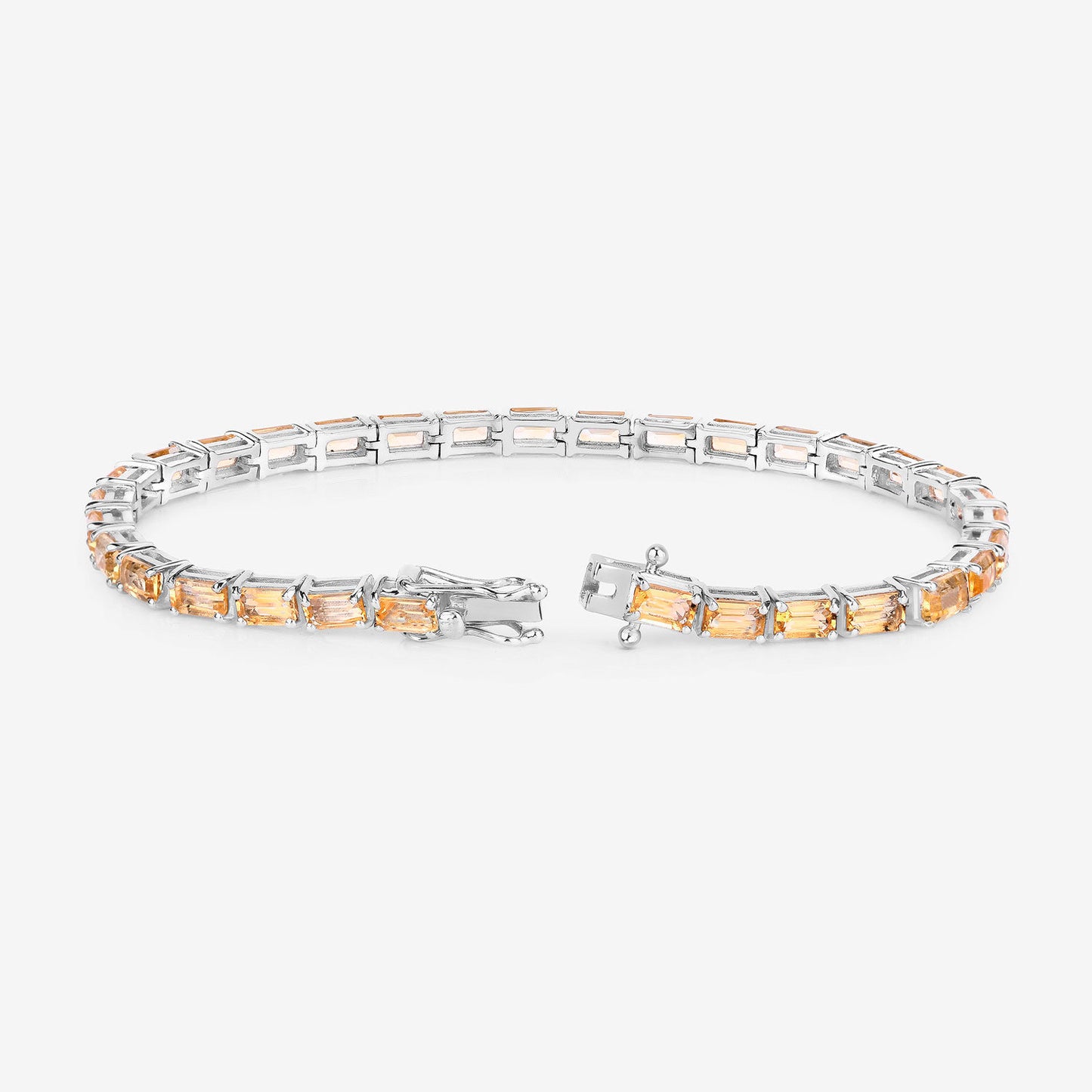 Citrine Tennis Bracelet 12.7 Carats Rhodium Plated Sterling Silver