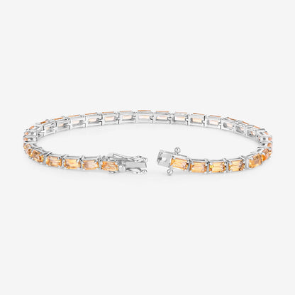 Citrine Tennis Bracelet 12.7 Carats Rhodium Plated Sterling Silver