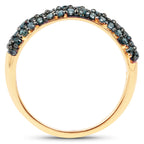 Blue Diamond Ring 0.64 Carats Gold Plated Silver
