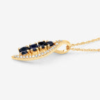 Blue Sapphire Pendant With Diamonds 0.34 Carats 14K Yellow Gold