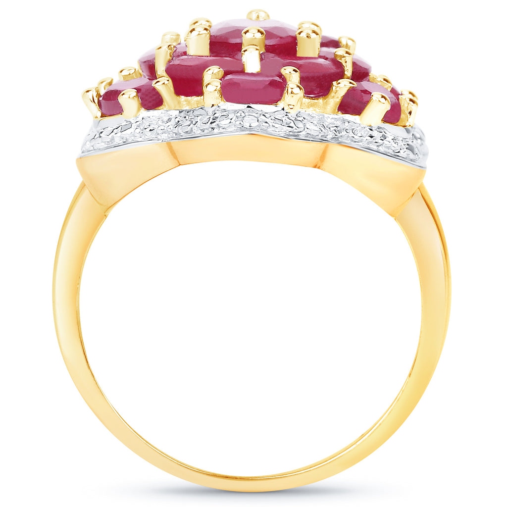 Ruby Ring 3.94 Carats Gold Plated Silver