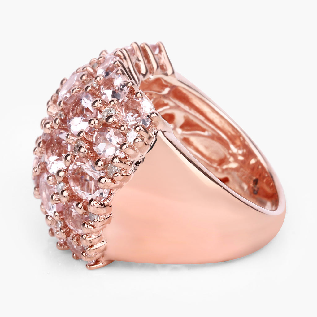 Morganite Ring With Diamonds 5.38 Carats Gold Plated Silver