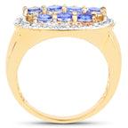 Tanzanite Ring 1.68 Carats Gold Plated Silver