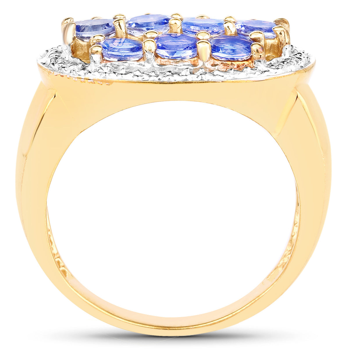 Tanzanite Ring 1.68 Carats Gold Plated Silver
