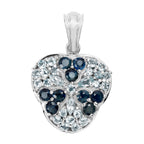 Blue Sapphire Flower Pendant With Aquamarine 2.66 Carats Sterling Silver