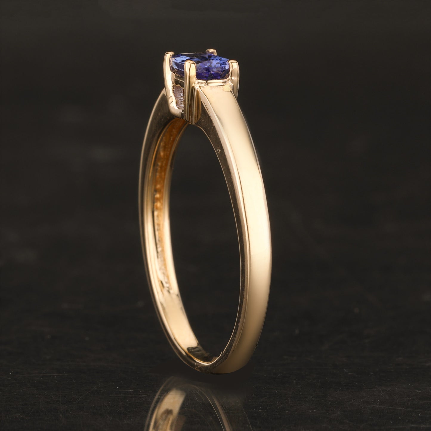 Natural Tanzanite Ring With Diamond 0.45 Carats 9K Yellow Gold