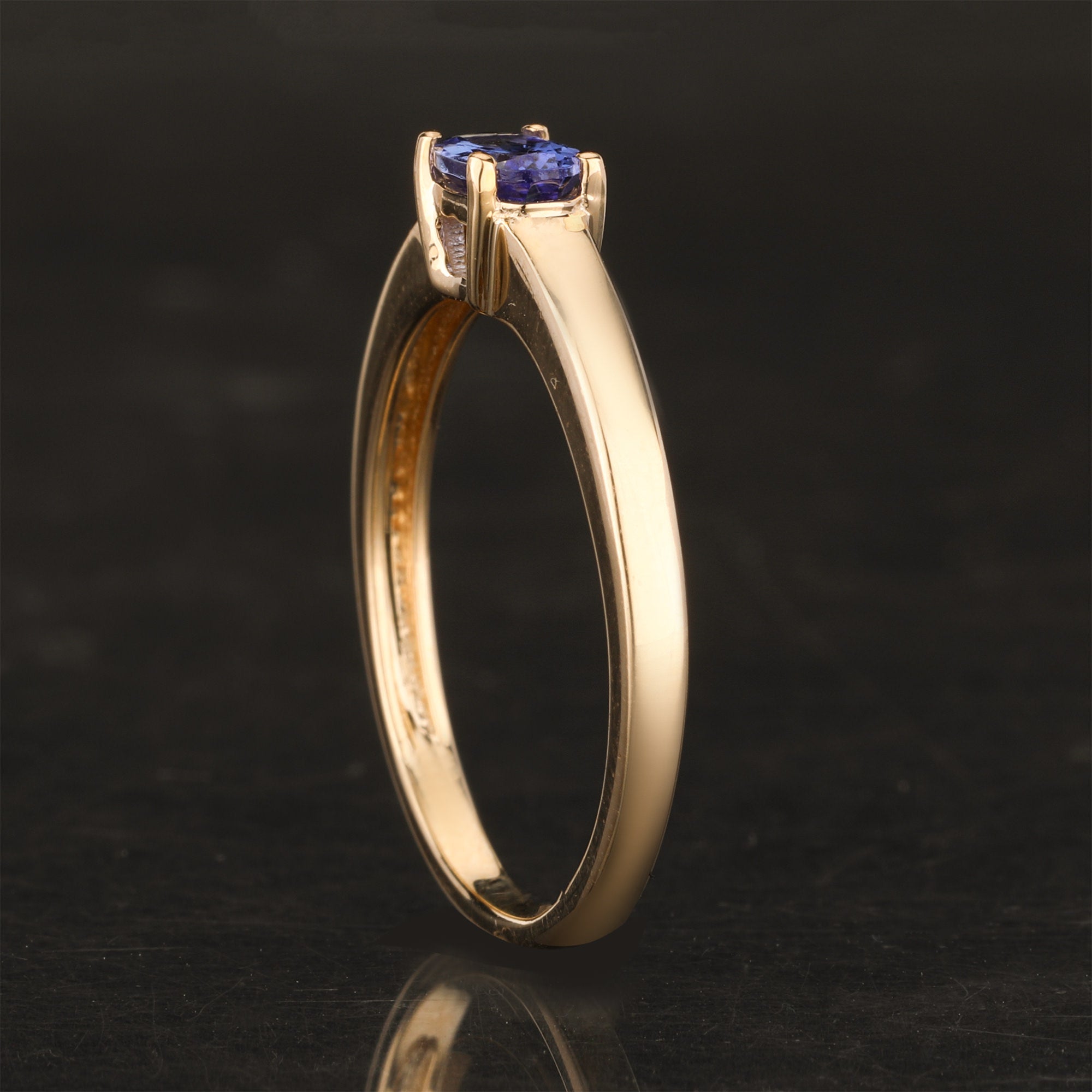 Natural Tanzanite Ring With Diamond 0.45 Carats 9K Yellow Gold