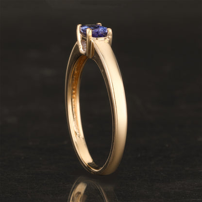 Natural Tanzanite Ring With Diamond 0.45 Carats 9K Yellow Gold