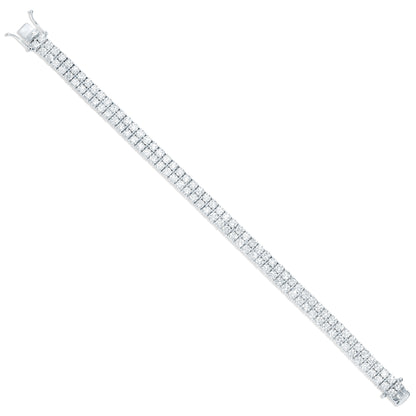 Two Row Diamond Tennis Bracelet 11.45 Carats 18K White Gold