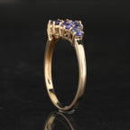 Natural Tanzanite Cluster Ring 0.9 Carats 9K Yellow Gold