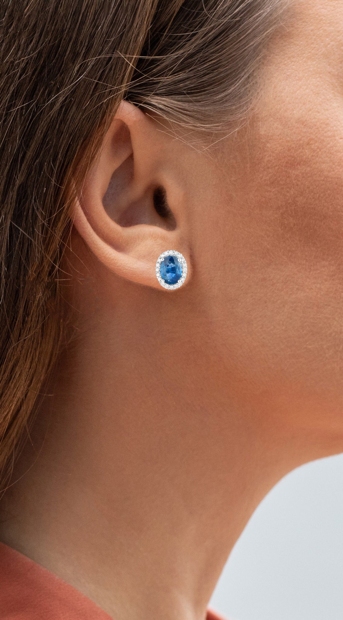 Blue Sapphire Earrings Diamonds 2.15 Carats 14K White Gold