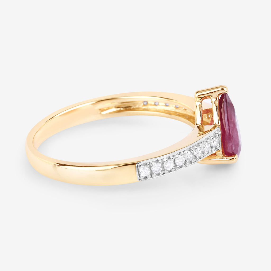 Ruby Ring With Diamonds 1.54 Carats 14K Yellow Gold