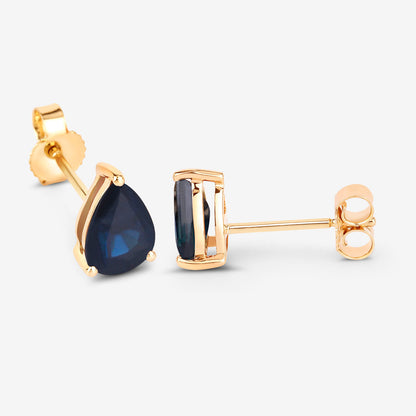 Blue Sapphire Stud Earrings 1.59 Carats 10K Yellow Gold