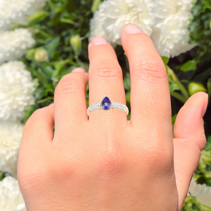 Natural Tanzanite Ring With Diamonds 0.94 Carats 10K Yellow Gold