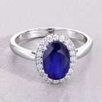 Blue Sapphire Ring With Diamonds 2.26 Carats 18K White Gold